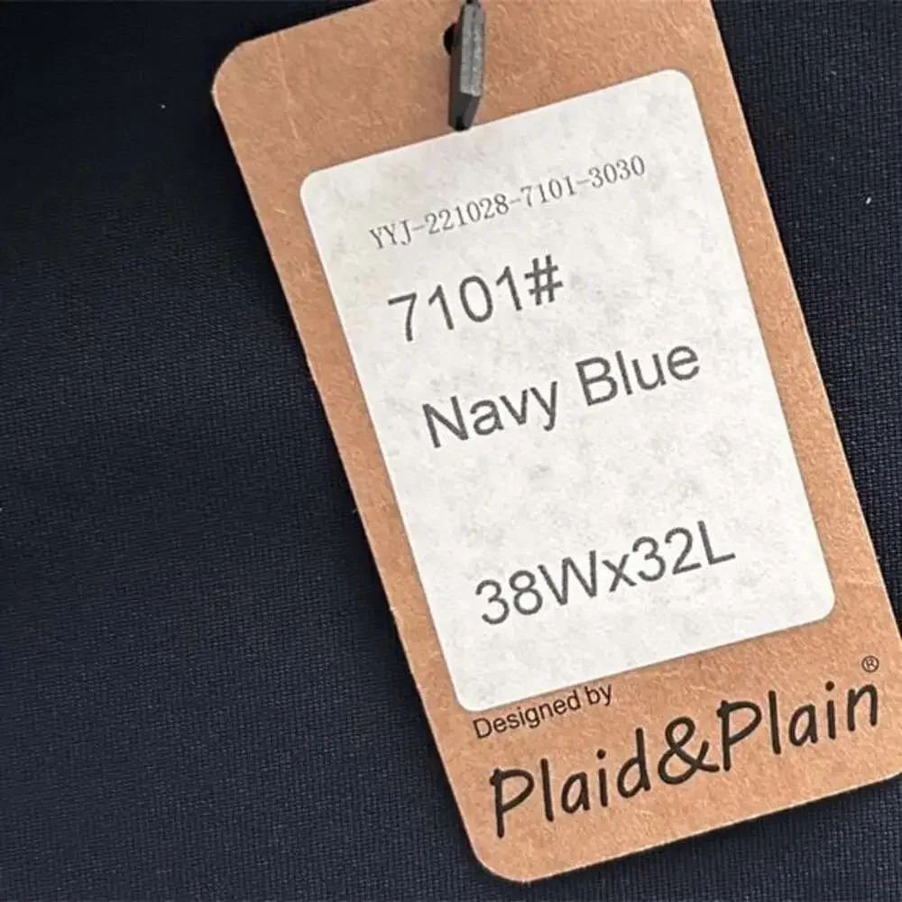 Plaid&Plain Men's Stretch Dress Pants Slim Fit Skinny Navy Blue 38Wx32L